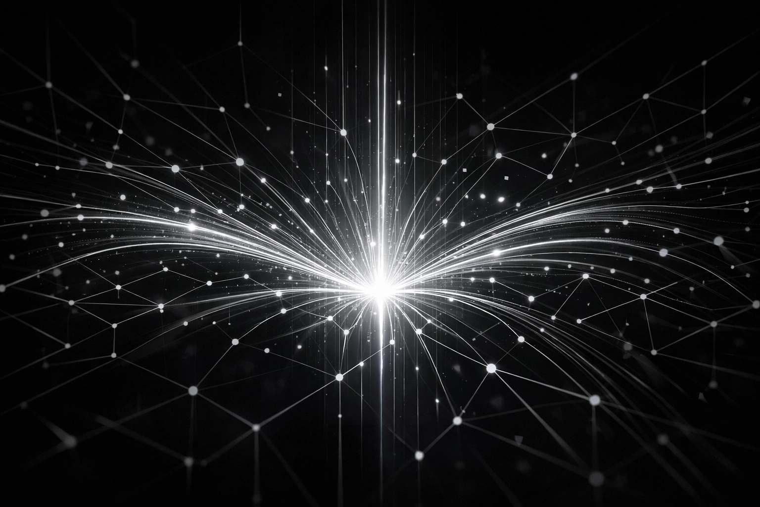 Abstract visualization of AI agent orchestration and data flow